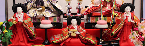 雛人形 ケース飾り 五人 幅61cm｜アクリルケース 五人飾り のぞみ 木目