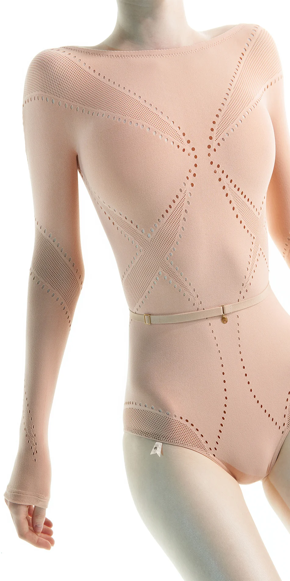 SEAMLESS - knitted boatneck leotard - apricot | Just A Corpse