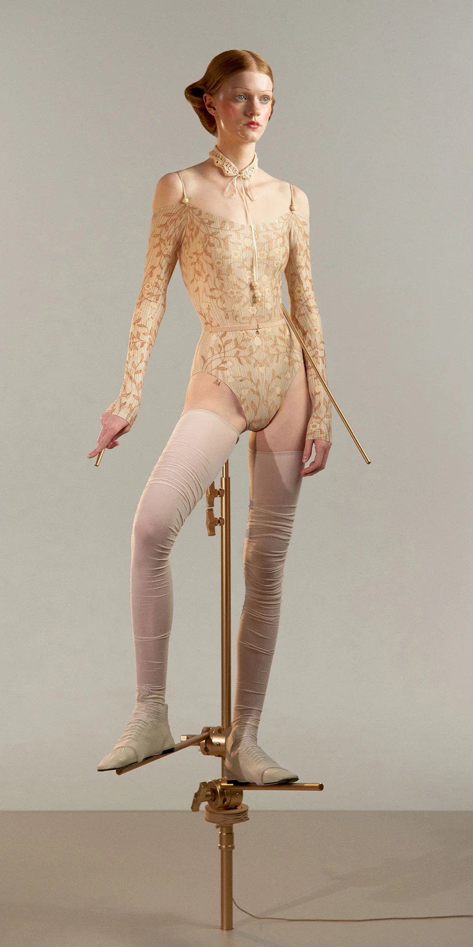 Off-shoulder leotard long sleeve in petrol blue | Just A Corpse