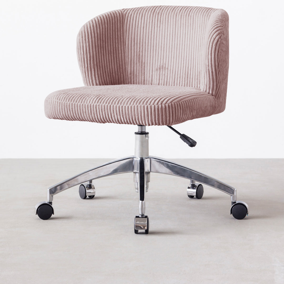 Modern - Fabric 丸みのある ベロア調 デスクチェア – KANADEMONO