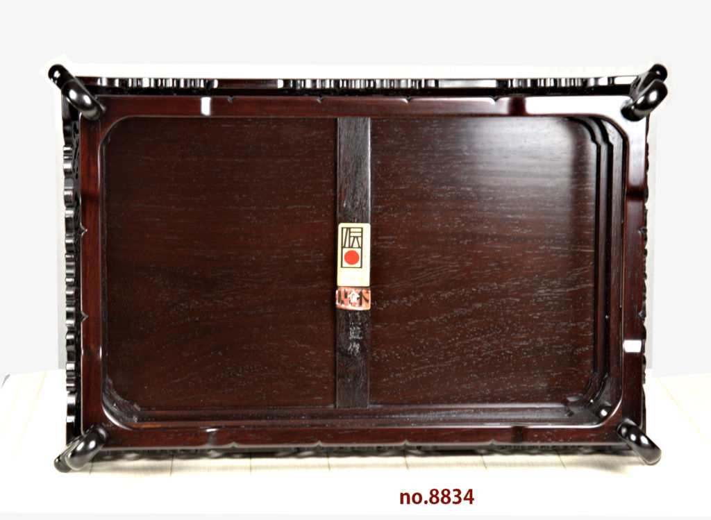 花台: 紫檀 隆造作 二重 幕彫り 1.6尺 大阪唐木指物 no.8834 / 唐木