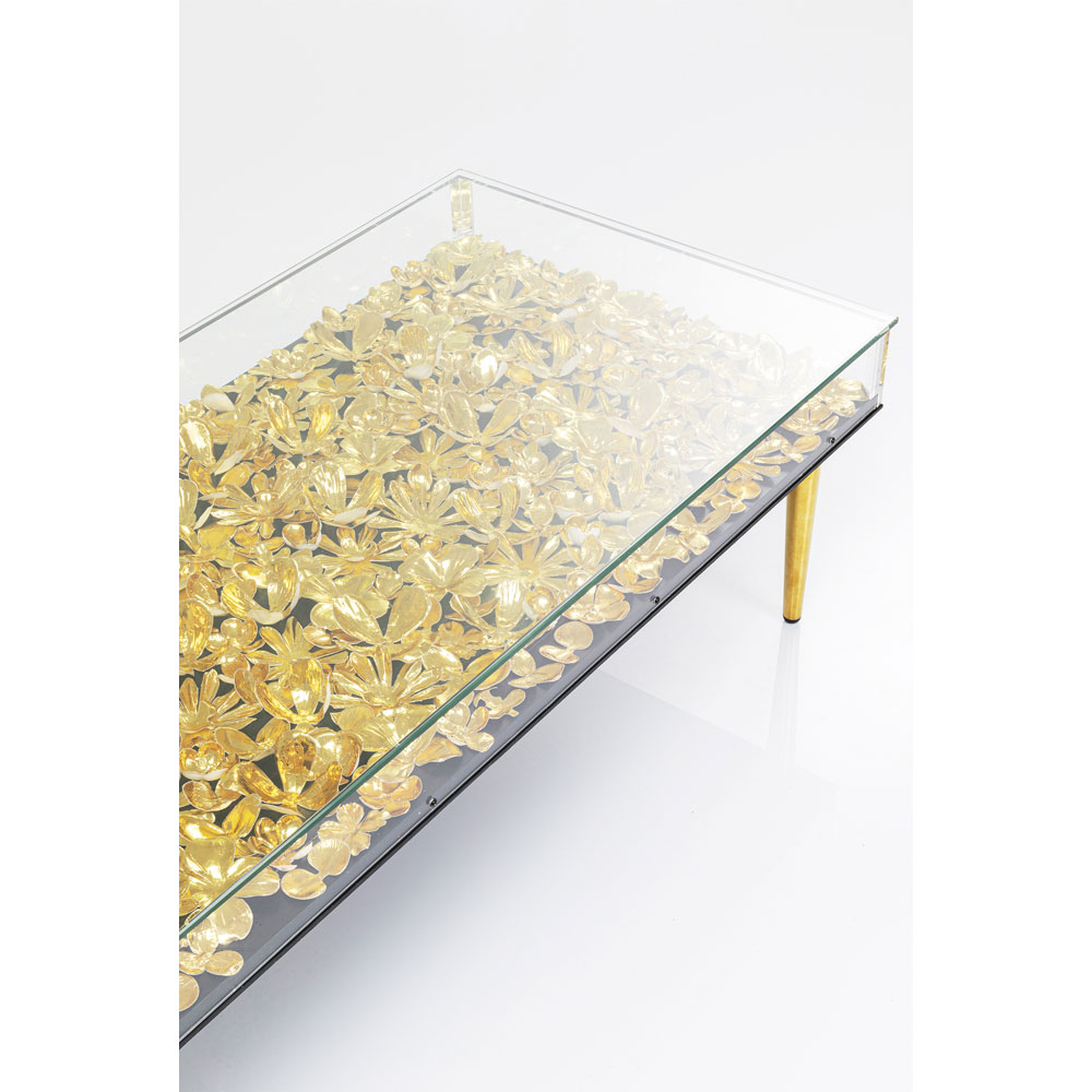 ゴールドフラワー 120x60cm ローテーブル/コーヒーテーブル - ロー