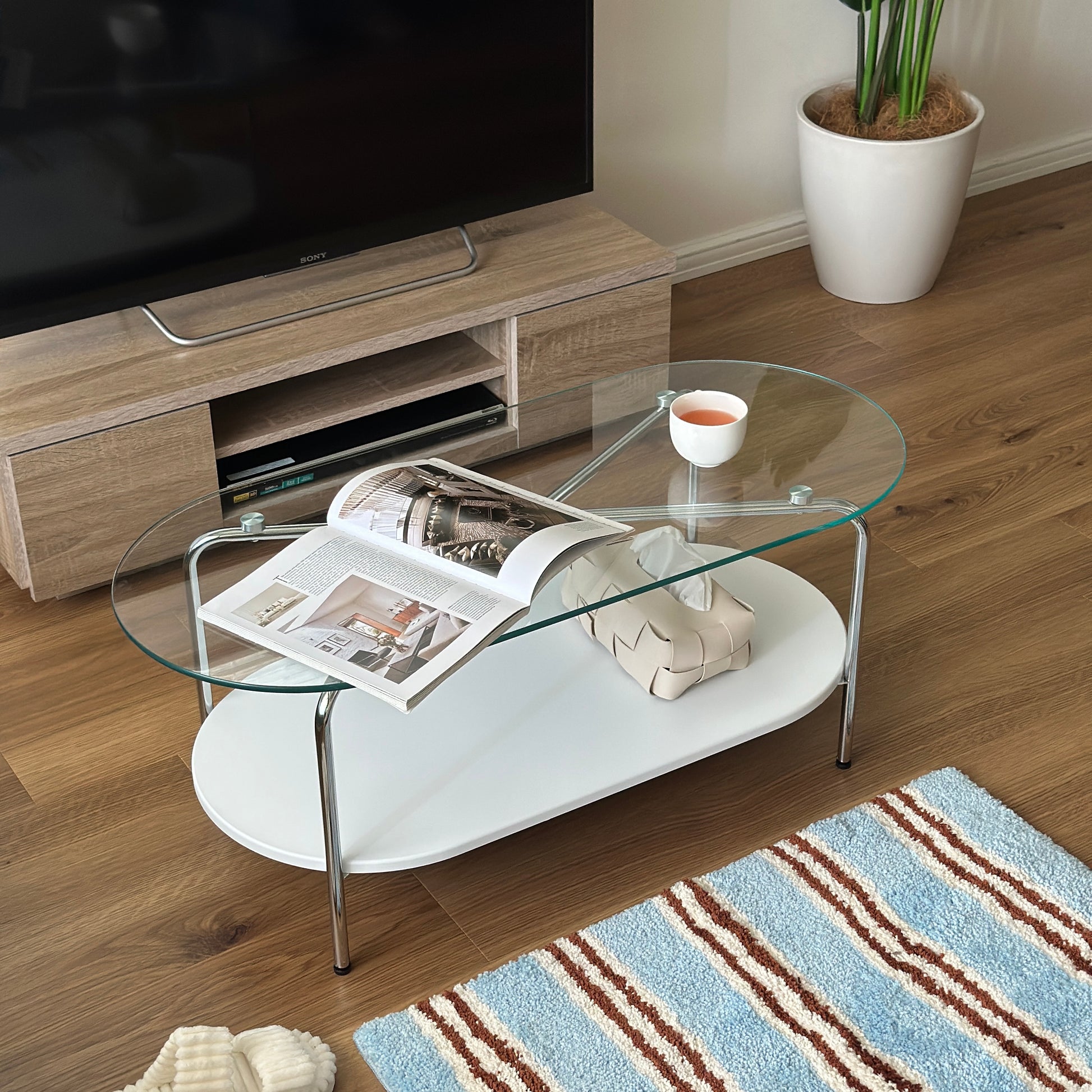 テーブル｜ガラスセンターローテーブル - territory