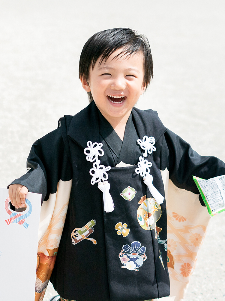 高級七五三・黒の正絹被布レンタル】KD-1001 3才の男の子用「被布のみ