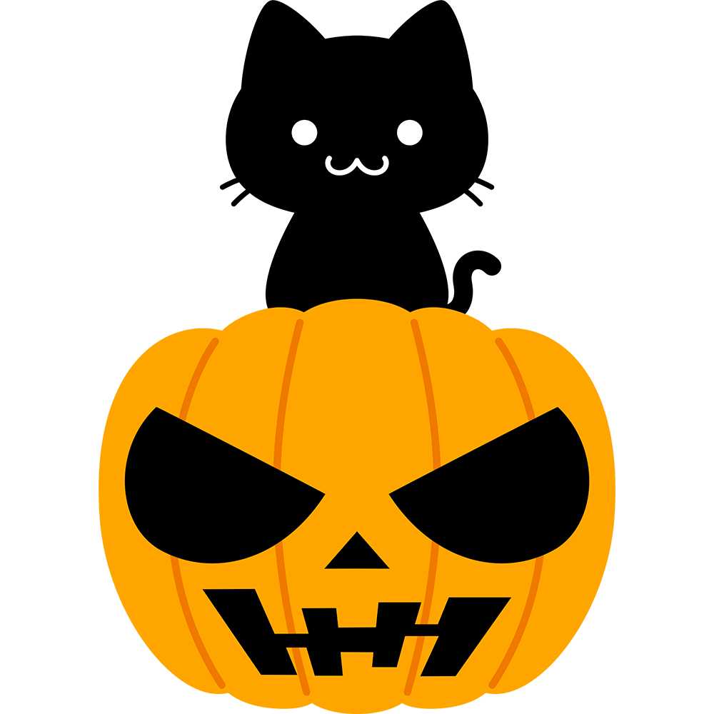 黒猫とハロウィンかぼちゃ | 無料イラスト＆かわいいフリー素材集 ねこ