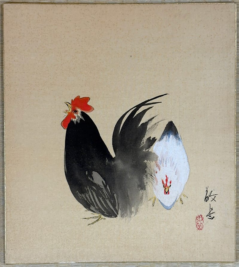 双鶏｜色紙｜新・古美術 高美堂（こうびどう）｜掛軸販売・通販・買取