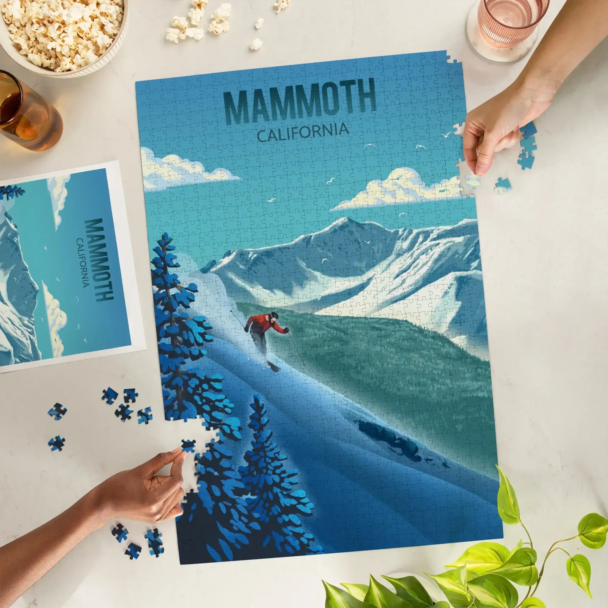 Mammoth, California, Lithograph, Downhill Skier, 1000 piece jigsaw
