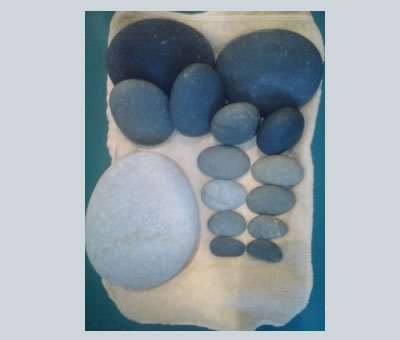 玄武岩家庭用セット、足指用ストーン、敷石、置石、湯たんぽ、指圧