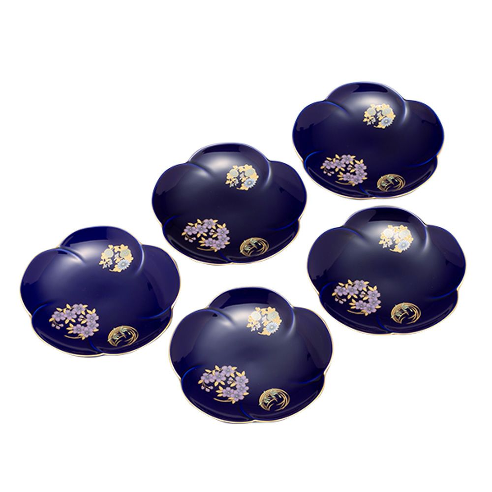 香蘭社 ルリ花丸紋 銘々皿5枚揃 R3003-FS4 | ブランド洋食器専門店ル