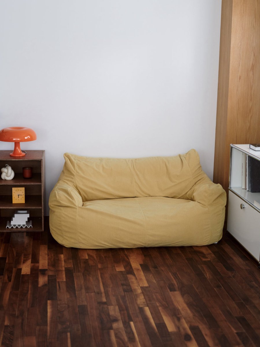 LOOSY 2人掛けビーズソファ Soft Yellow｜2人用ソファ おしゃれ