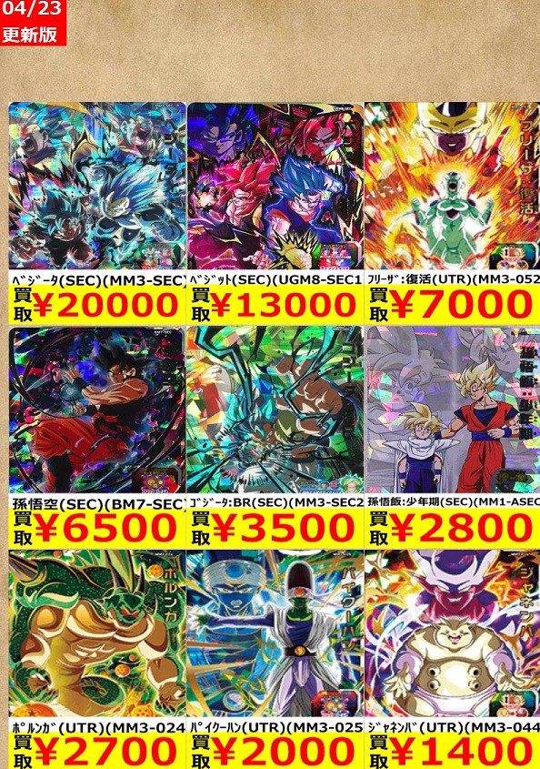 SDBH MM3弾 発売48日目の販売・買取相場(店頭&ネット)『シークレット