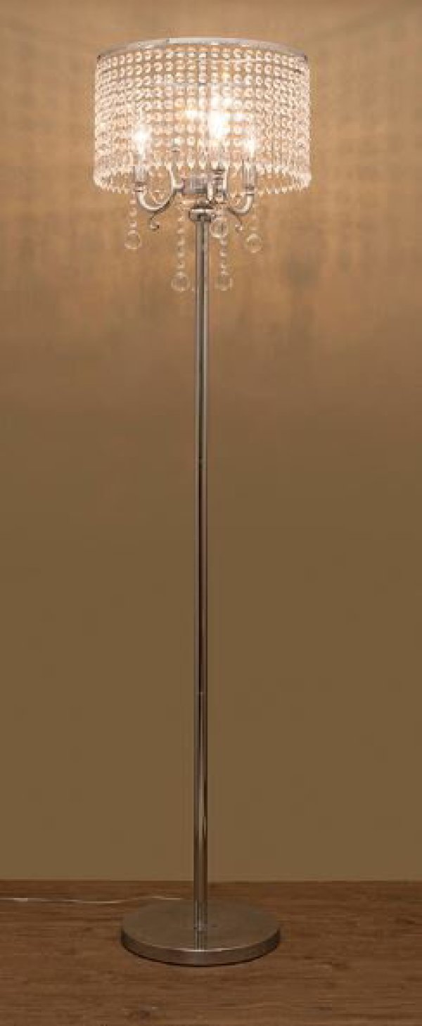 輸入家具 フロアスタンド フロアランプ 3灯 クリスタル シルバー