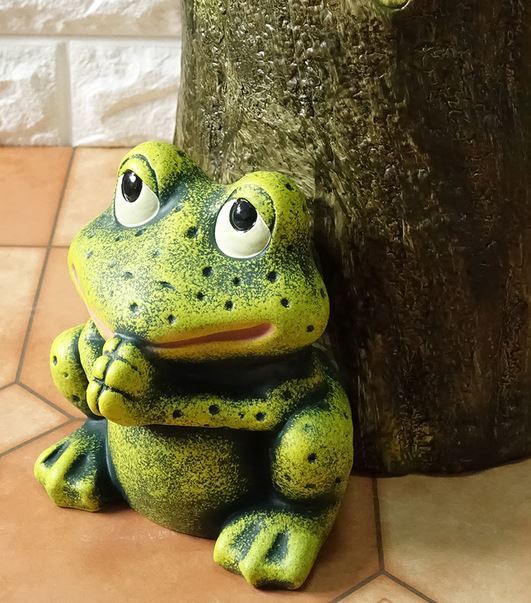 ポルトガル製 輸入雑貨 傘立て 陶器 お願い カエル オブジェ 縁起物