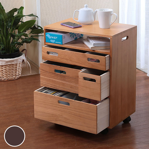 サイドワゴン 引出しワゴン 木製 キャスター付 幅45cm （ 袖机 収納