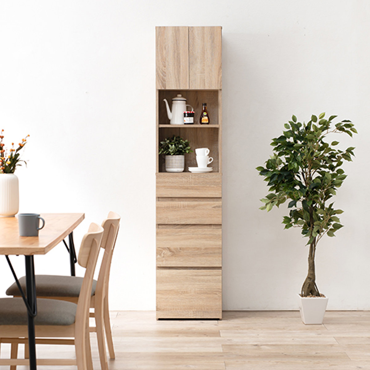 壁面収納 キャビネット オープン棚付 幅41cm （ 収納棚 棚 ラック