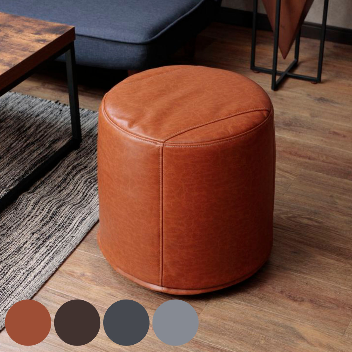 スツール 高さ40cm 丸 レザー調 ヴィンテージ調 （ 椅子 チェア イス