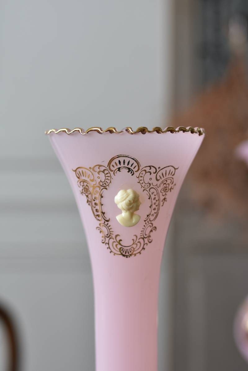 オパリンガラスフラワーベース.P12 フランスヴィンテージ雑貨 花器