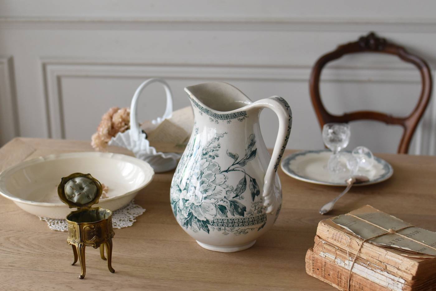 アンティークピシェ.GIEN フランスアンティーク雑貨 テールドフェール 陶器