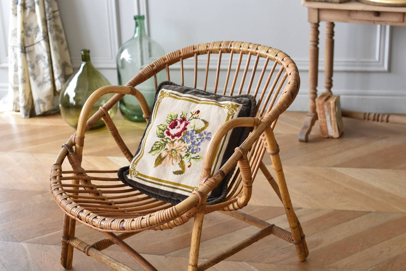 バンブーアームチェア.2 フランスアンティーク家具 椅子 ラタン インテリア
