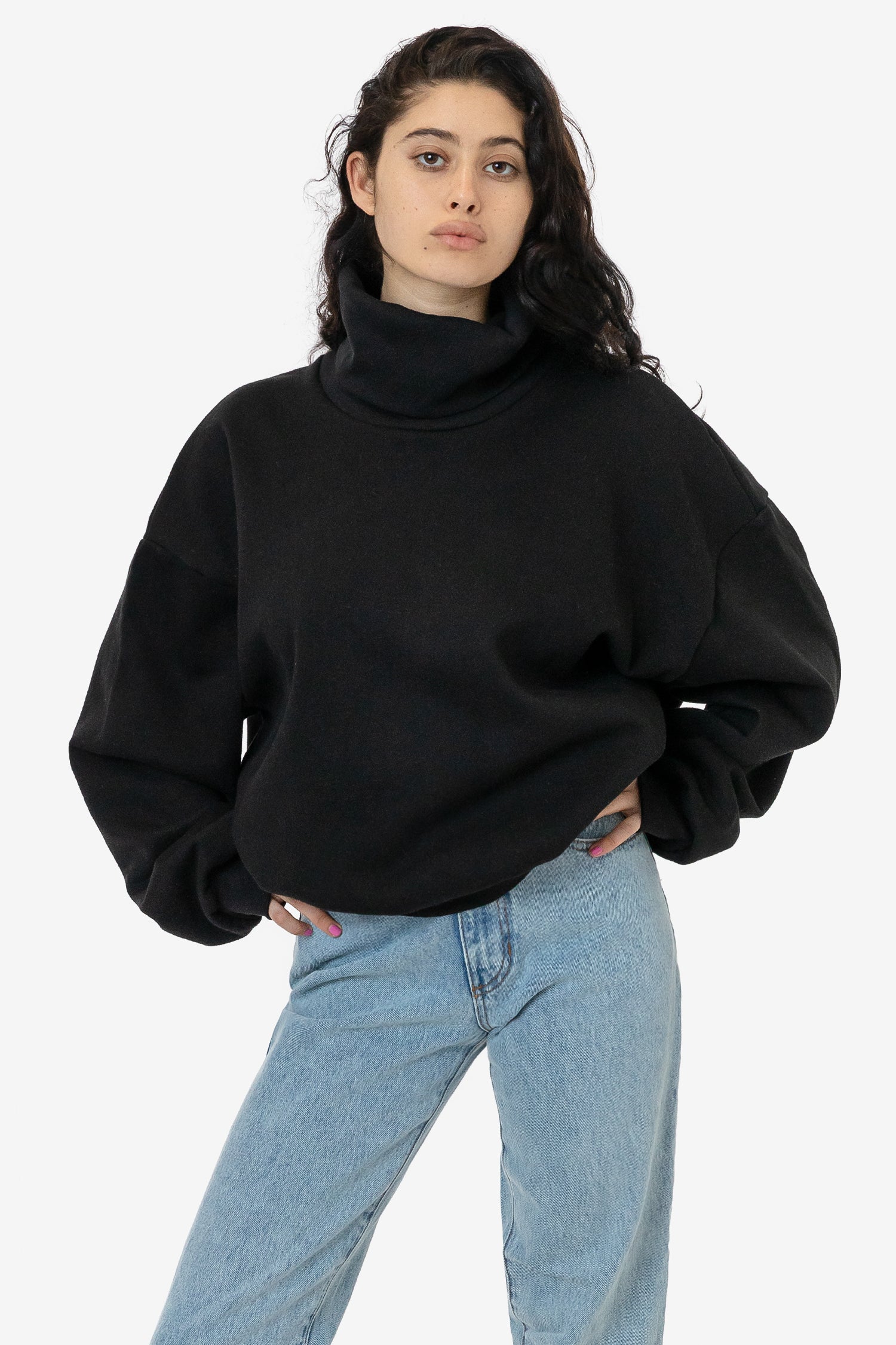 HF-313 - Heavy Fleece Oversized Turtleneck Sweater with Contrast