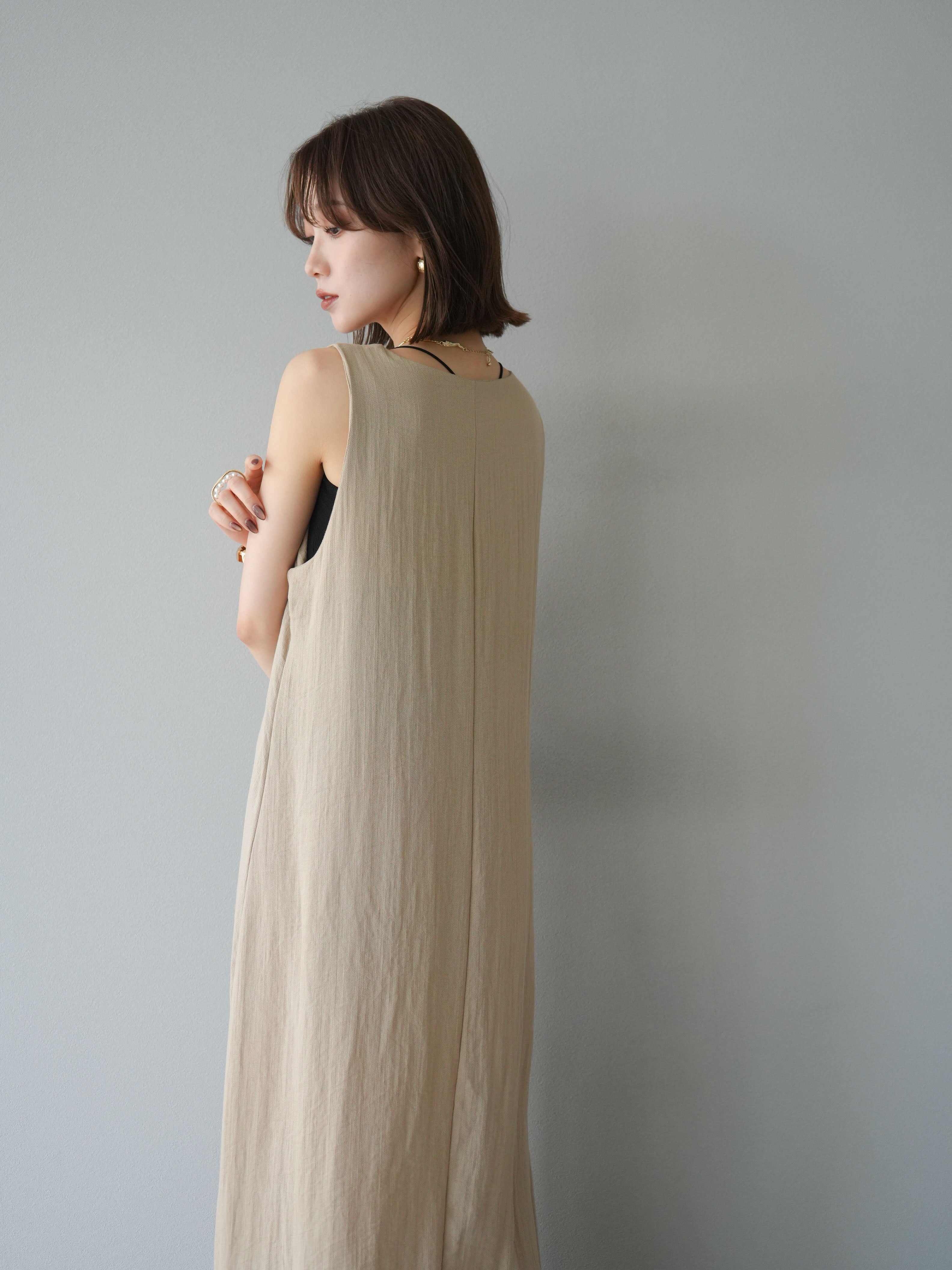 予約]刺繍Vネックワンピース/ベージュ – Lumier