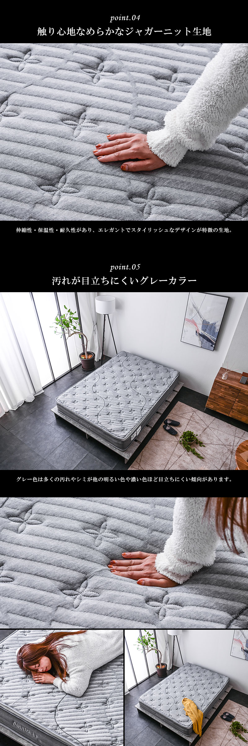 シングルサイズ 高級 ピロートップ付き ポケットコイル マットレス