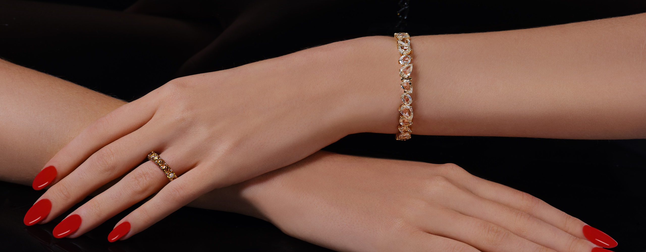 Mixed Rose Cut Bangle - Lugano