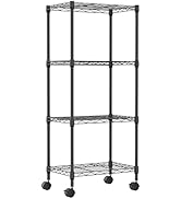 Amazon｜IZEUK スチールラック キャスター付き 4段 高さ伸縮メッシュ