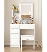 Amazon｜DiDuGo ドレッサー セット 白 コンパクト 3色ライトミラー 幅