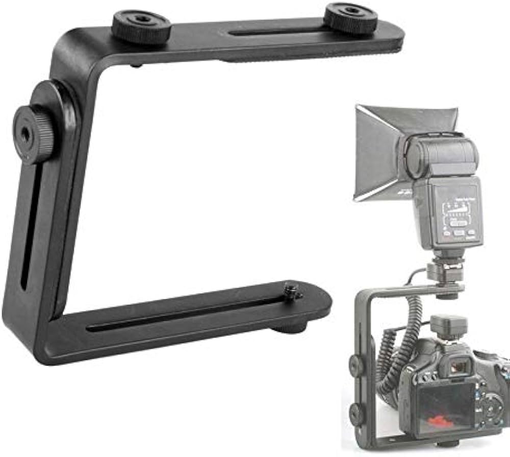 Amazon | JINTU デュアルLシェイプカメラフラッシュブラケットダブル