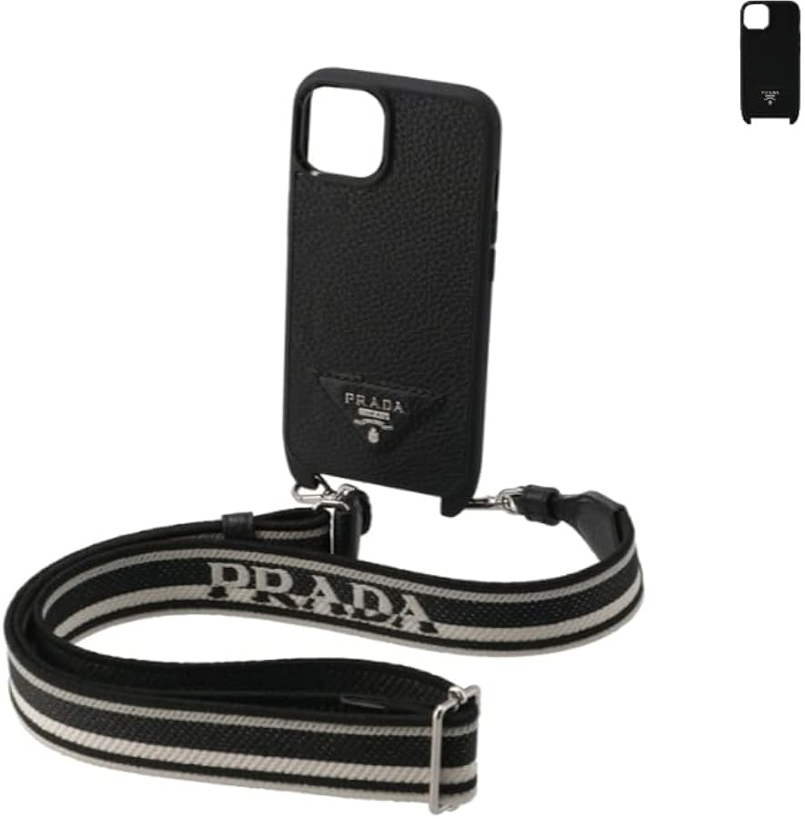 PRADA iPhone14ケース ショルダーストラップ ブラック Amazon.co.jp