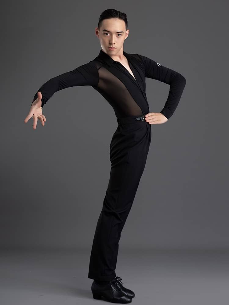 Amazon.co.jp: 社交ダンス メンズラテンシャツ 競技用レオタードシャツ