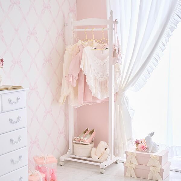Amazon｜ロマンティックプリンセス 棚付きハンガーラック(幅60cm