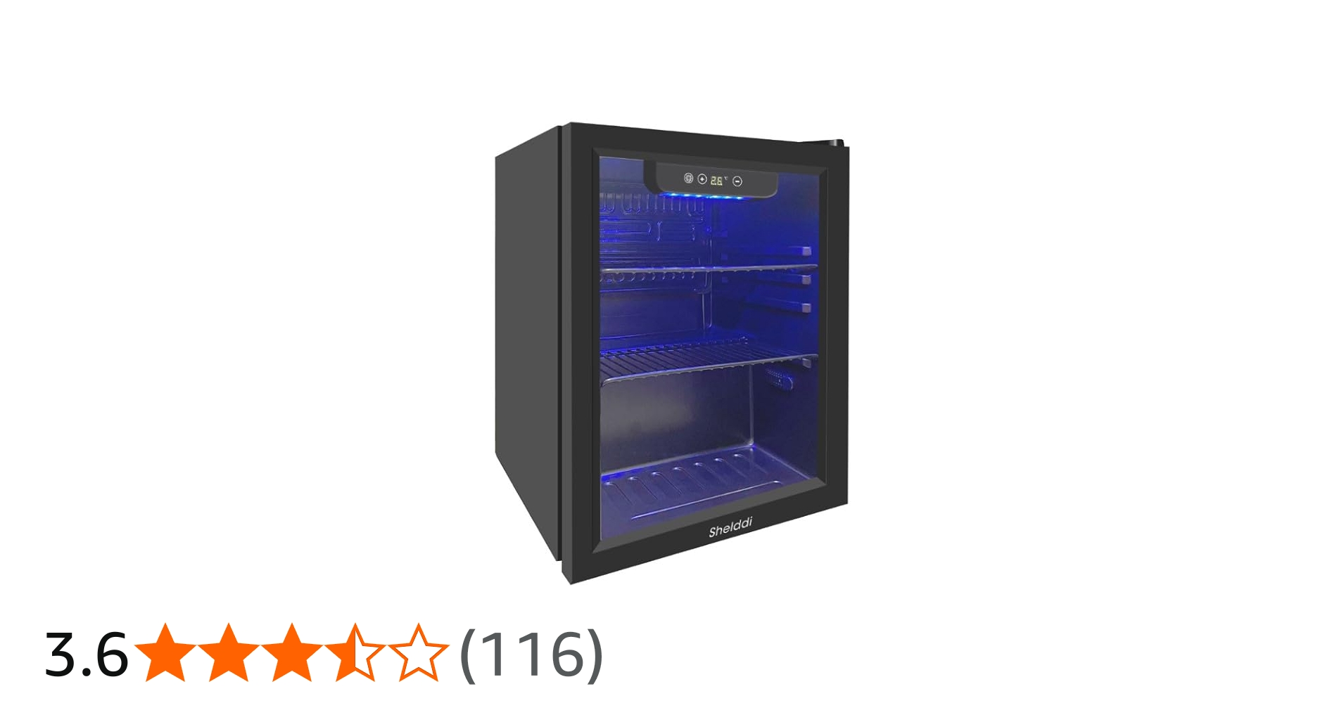 Amazon | Shelddi 小型冷蔵庫 48L コンプレッサー式 透明ガラスドア