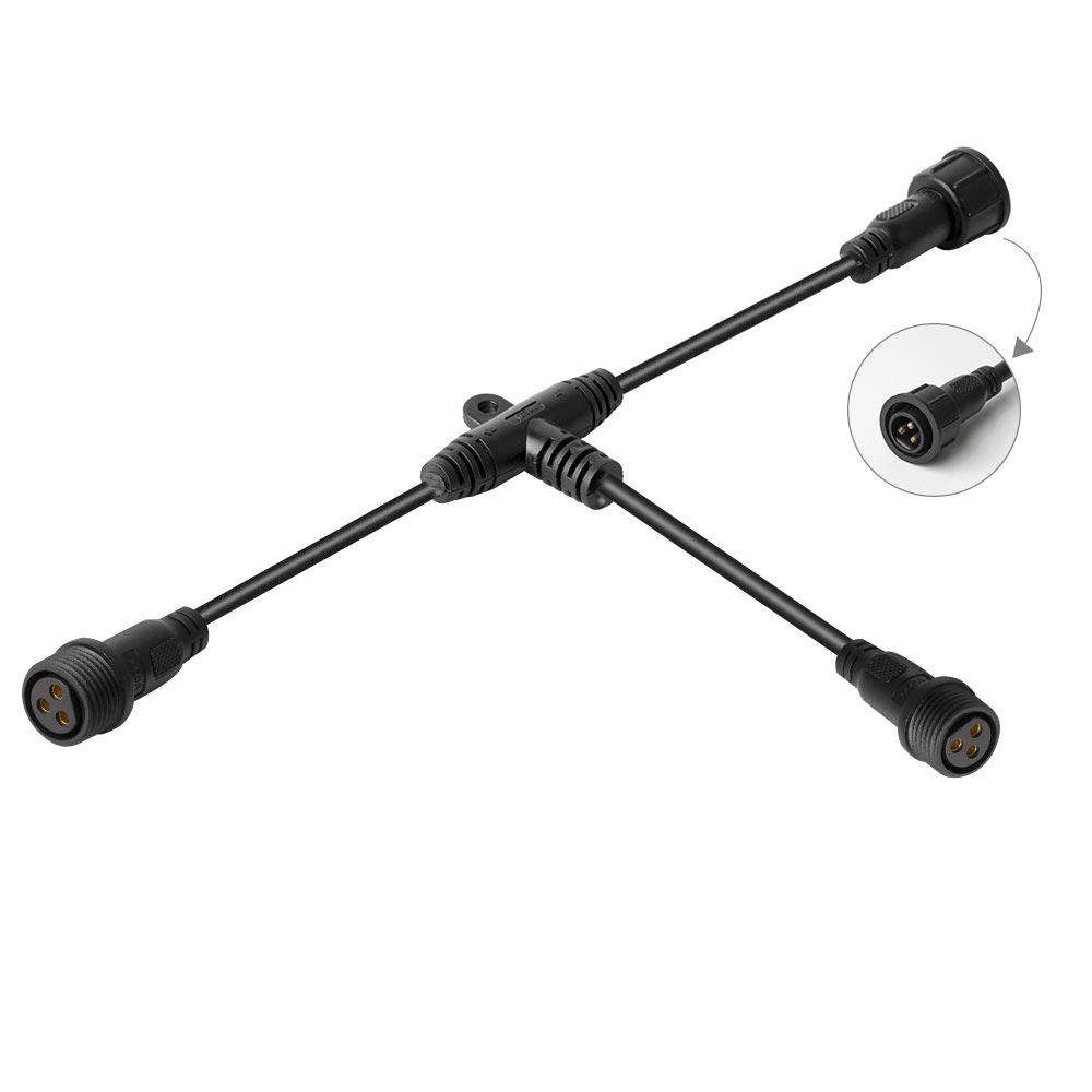 BTF-LIGHTING 5 PCS 3 Core 3 PIN Black Plastics IP65 T Shape Tee