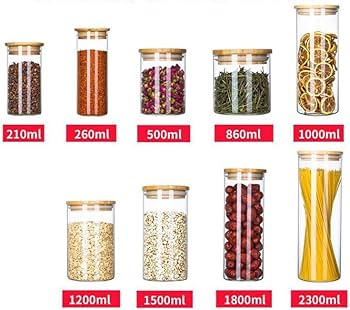 Amazon｜ガラス保存容器ガラス瓶セット500ml 4のスパイス瓶竹の気密蓋
