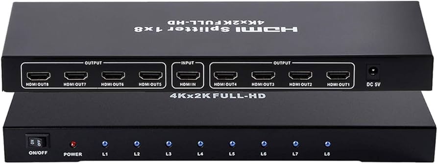 Amazon | J-Wonlyus HDMI 分配器 4Kx2K 30Hz 1入力 8出力 3D 2160P