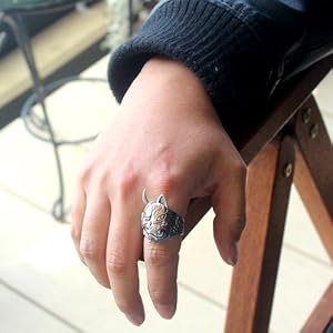 Amazon | キツネ 狐面 般若 鬼面 シルバー925 リング 指輪