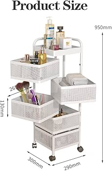 Amazon｜キッチンワゴン 収納カート キャスター付き 5段 天板付き 回転