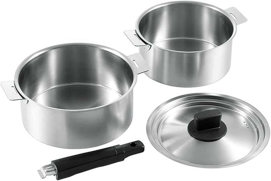 Amazon.co.jp: ステンレス 鍋 18cm/20cm 鍋セット ハンドル着脱式