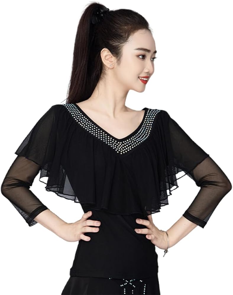 Amazon.co.jp: [RIKOUZY] 社交ダンス トップス 社交ダンス 練習着 V