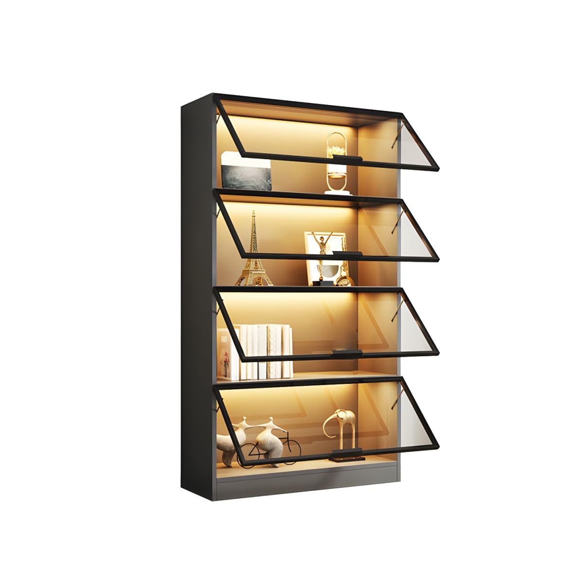 Amazon.co.jp: CraftThink 4段本棚 モダンなディスプレイキャビネット