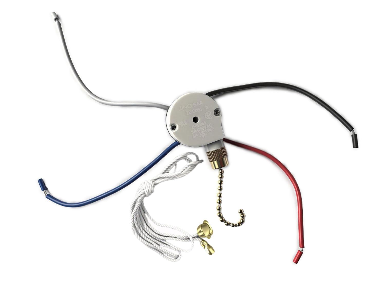 Zing Ear ZE-208s E89885 Ceiling Fan Switch Kit - 3 Speed 4 Wire