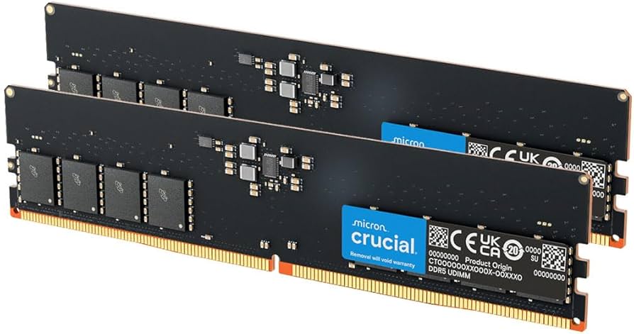 Crucial 32GB DDR5 RAM Kit (2x16GB), 4800MHz (PC5-38400) CL40
