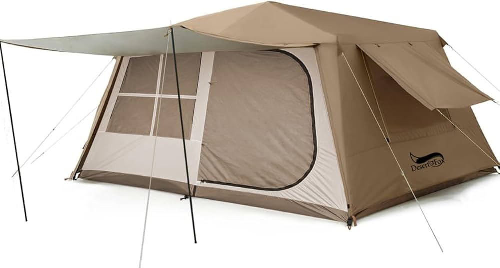Amazon.co.jp: DesertFox テント大型 2～6人用 ‎簡単設営 ロッジ型 高