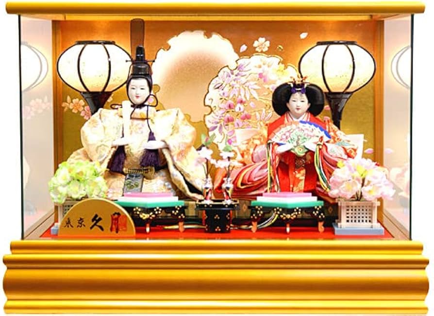 雛人形親王飾りガラスケース入り