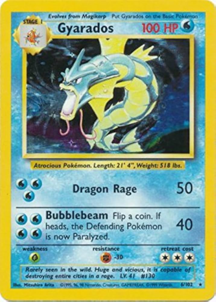 Amazon.com: Pokemon - Gyarados - 6/102 - Holo Rare - Unlimited