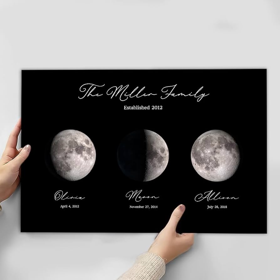 Amazon.com: TM TEEMAN Custom Moon Phase Gift with Family Name