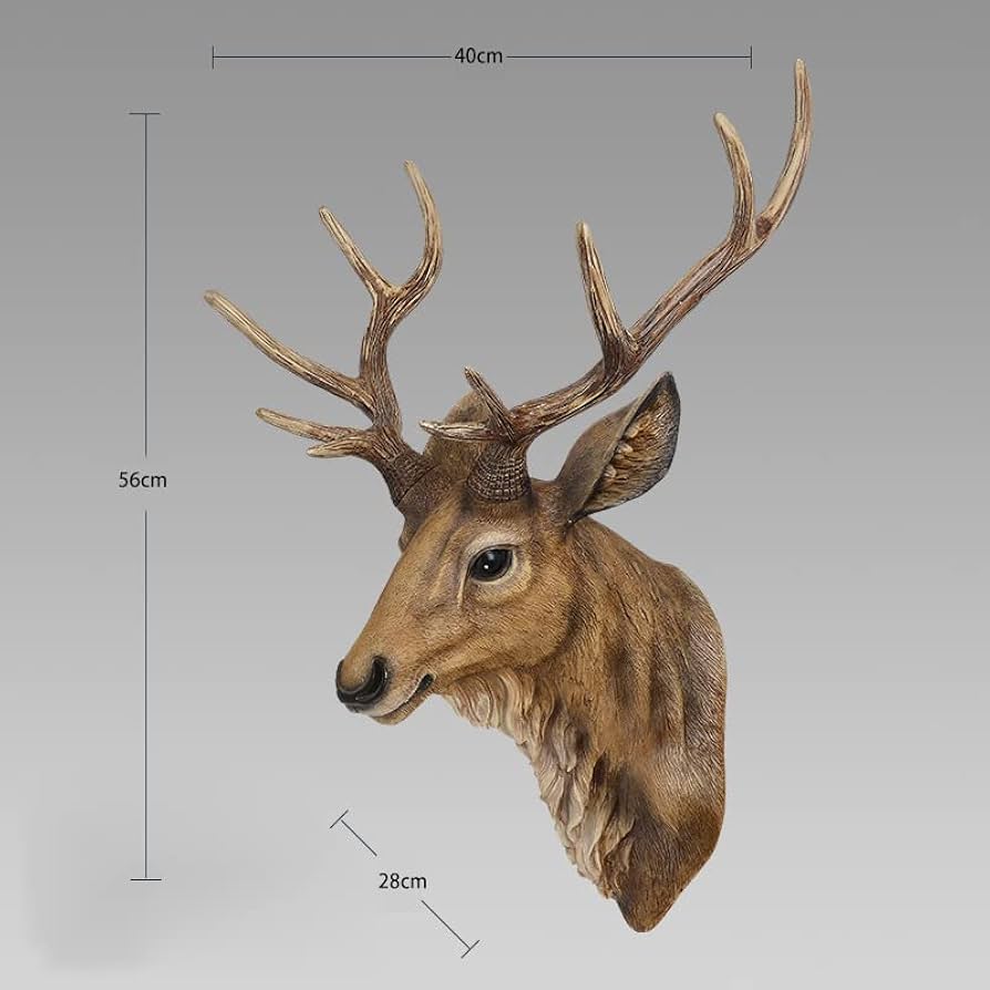 Amazon.co.jp: 56x40x28cm フェイク剥製動物の頭部壁の装飾、手作りの