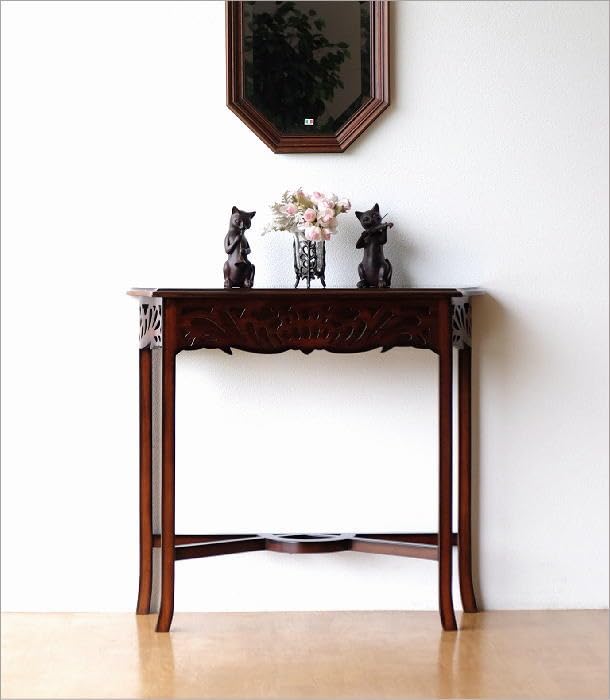 Amazon｜コンソールテーブル 無垢 アンティーク風 電話台 アジアン家具